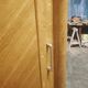 Vintage sliding wardrobe with 2 shelves, Scandinavian inspiration.