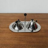 Postmodern Italian plateau for sugar and milk by Michael Graves for Alessi, 1980s, set of 3.