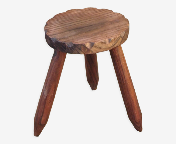 Tabouret d’enfant en bois traite école plant vintage français fait à la main