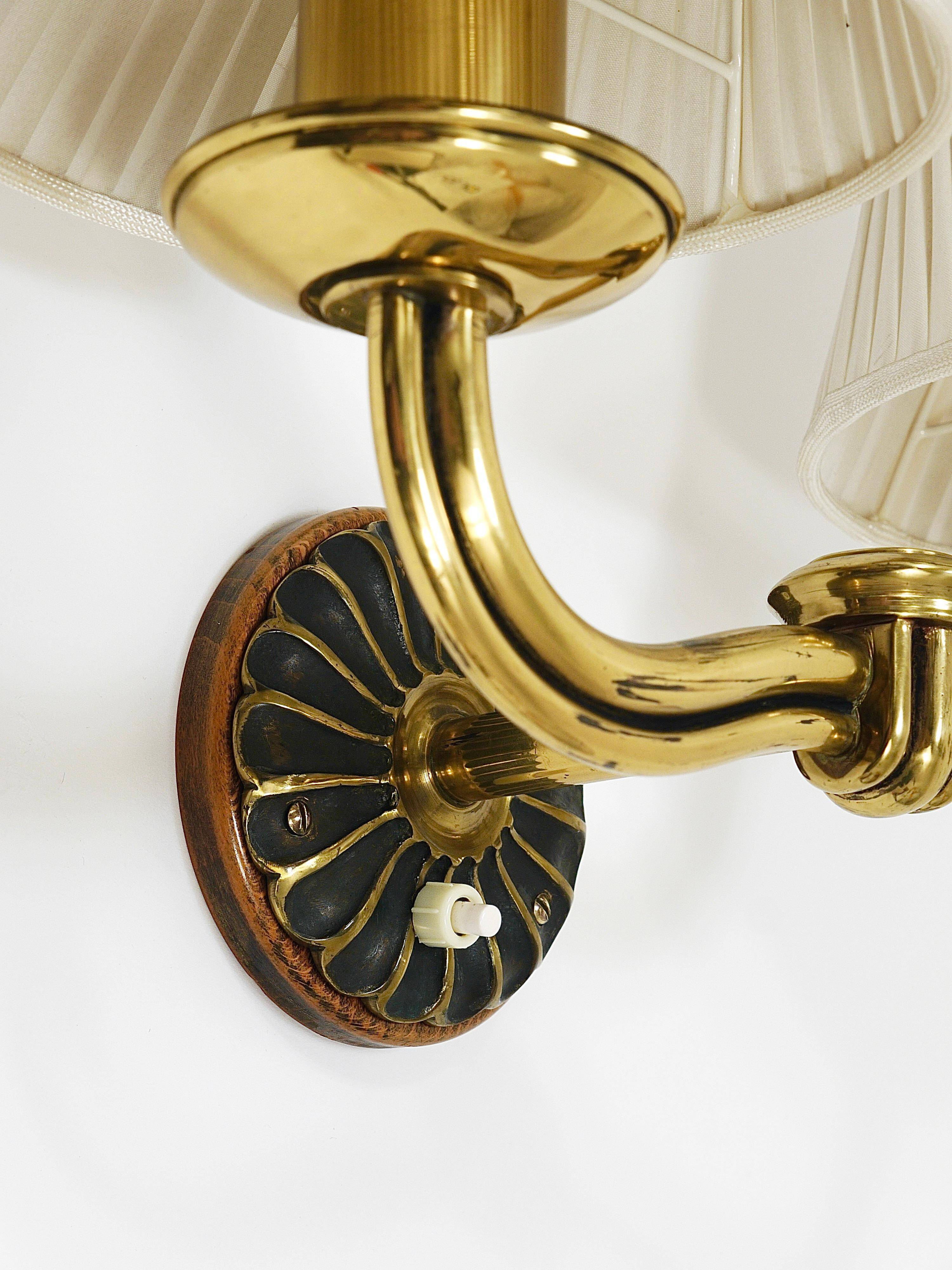Pair of Wall Sconces in Brass from Viennese Modernism Hugo Gorge, Austria, 1940s