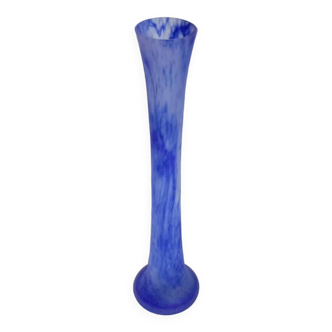 Grand vase soliflore en pâte de verre bleu – années 70.