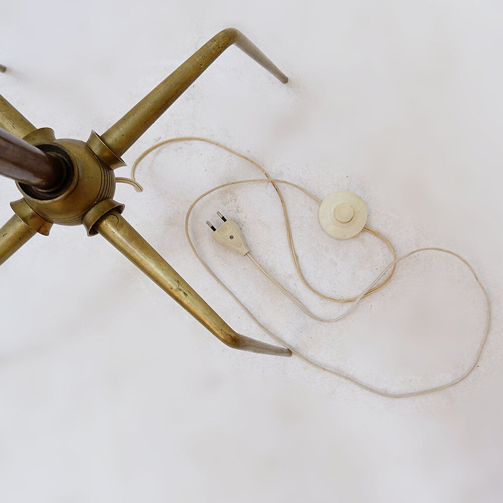 Metal and brass tripod floor lamp in Hollywood Regency style – 1950s