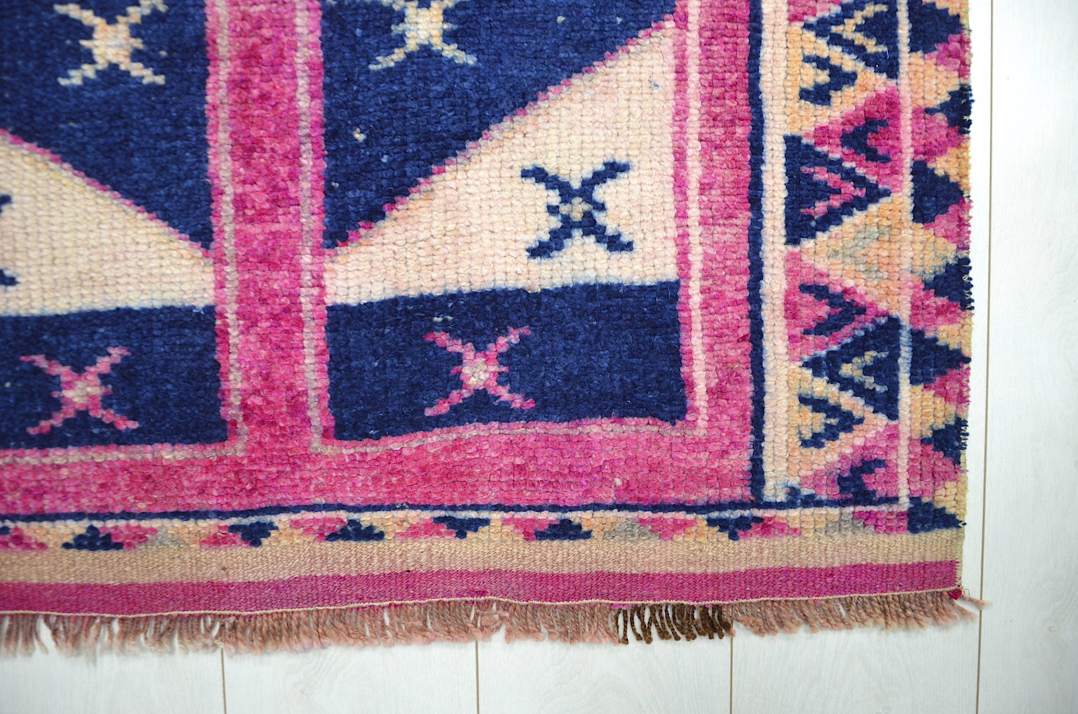 Pink & Dark Blue Anatolian Runner sku 2269.