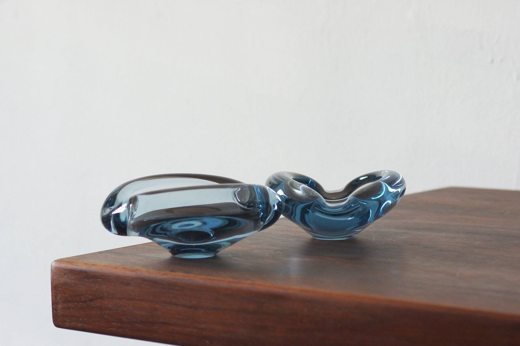 Glass ashtray by Lütken for Holmegaard, 1950s, set of 2