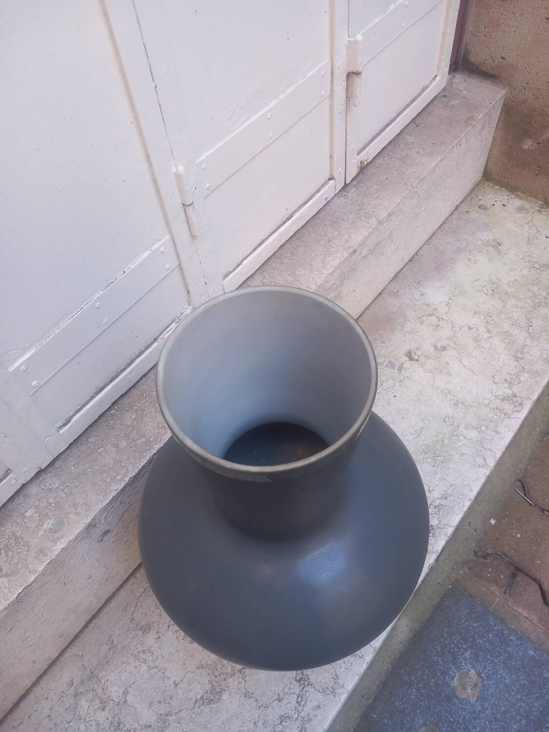 Grey opaline glass designer vase