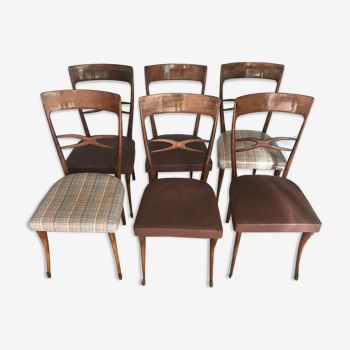 Series of six wooden chairs