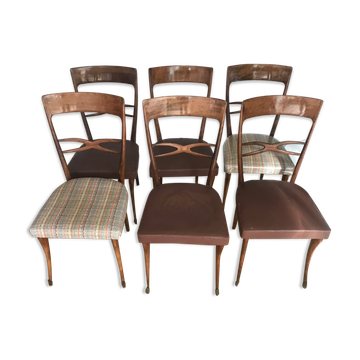 Series of six wooden chairs