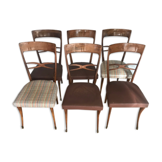 Series of six wooden chairs