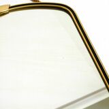 Beautiful small mid-century brass wall mirror with braided hanging strap