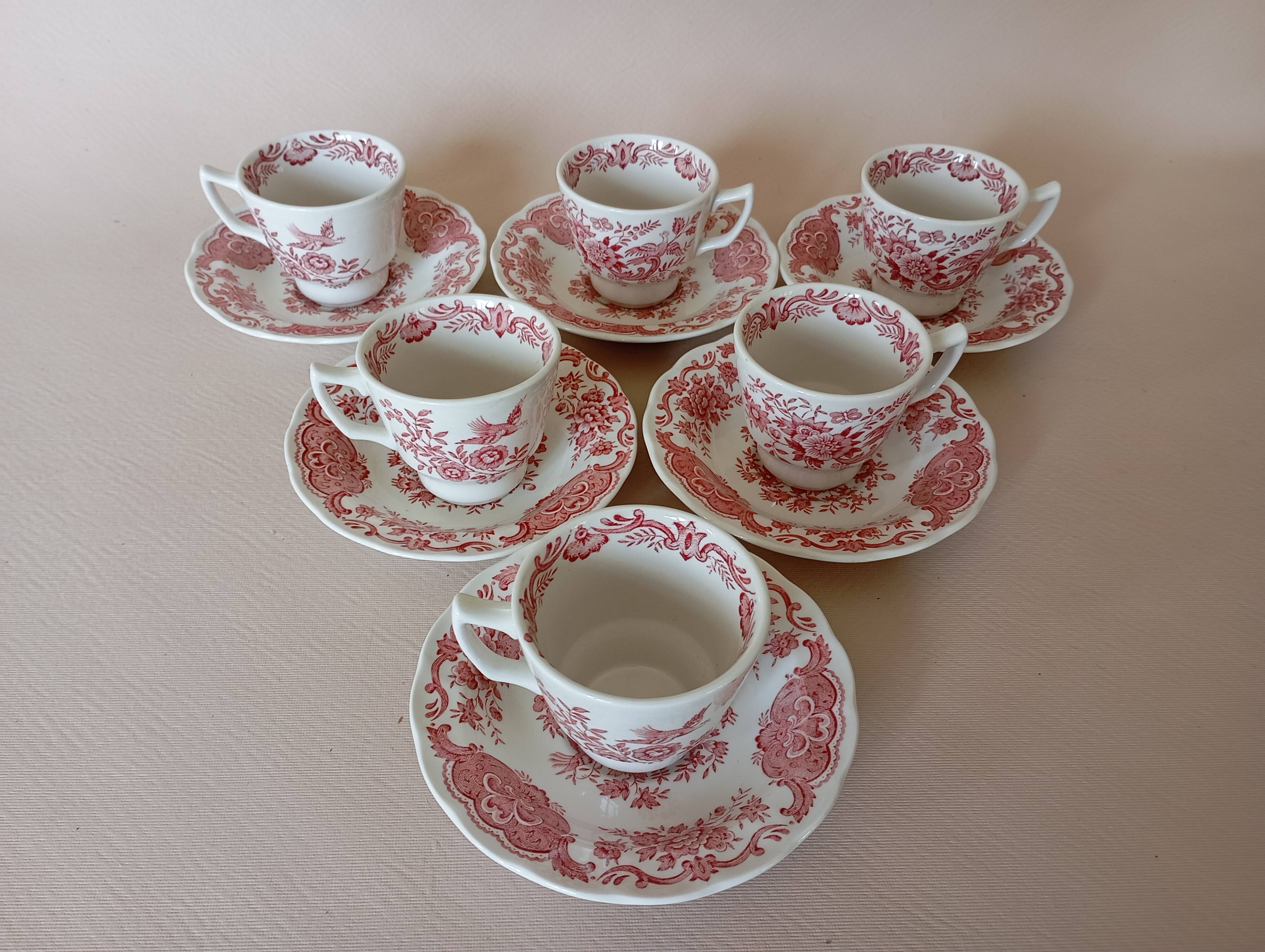 English mocha cups "Windsor" pink Ridgway (Staffordshire)