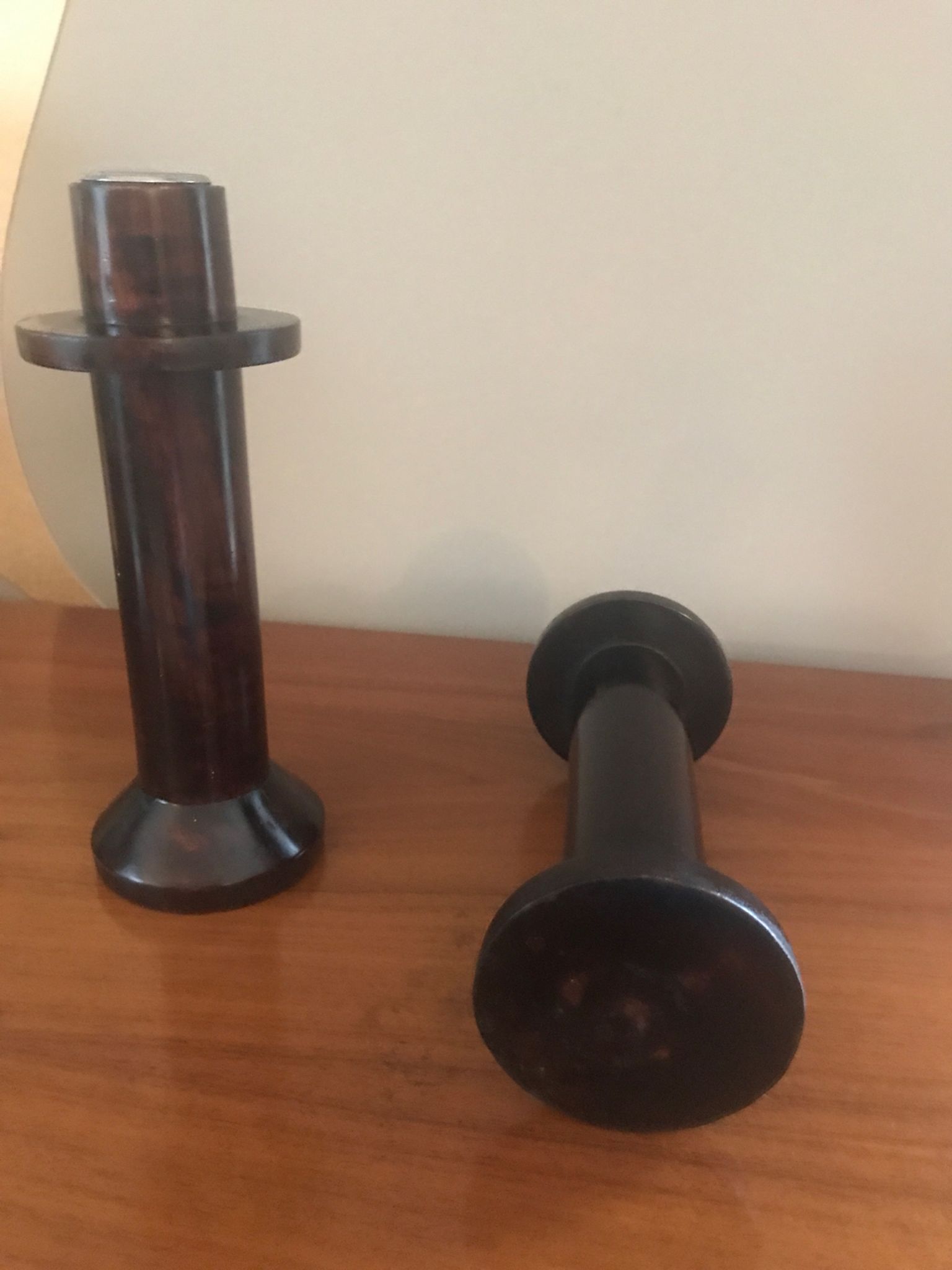 Pair of wooden candlesticks