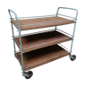 Industrial trolley factory cart blue with wood