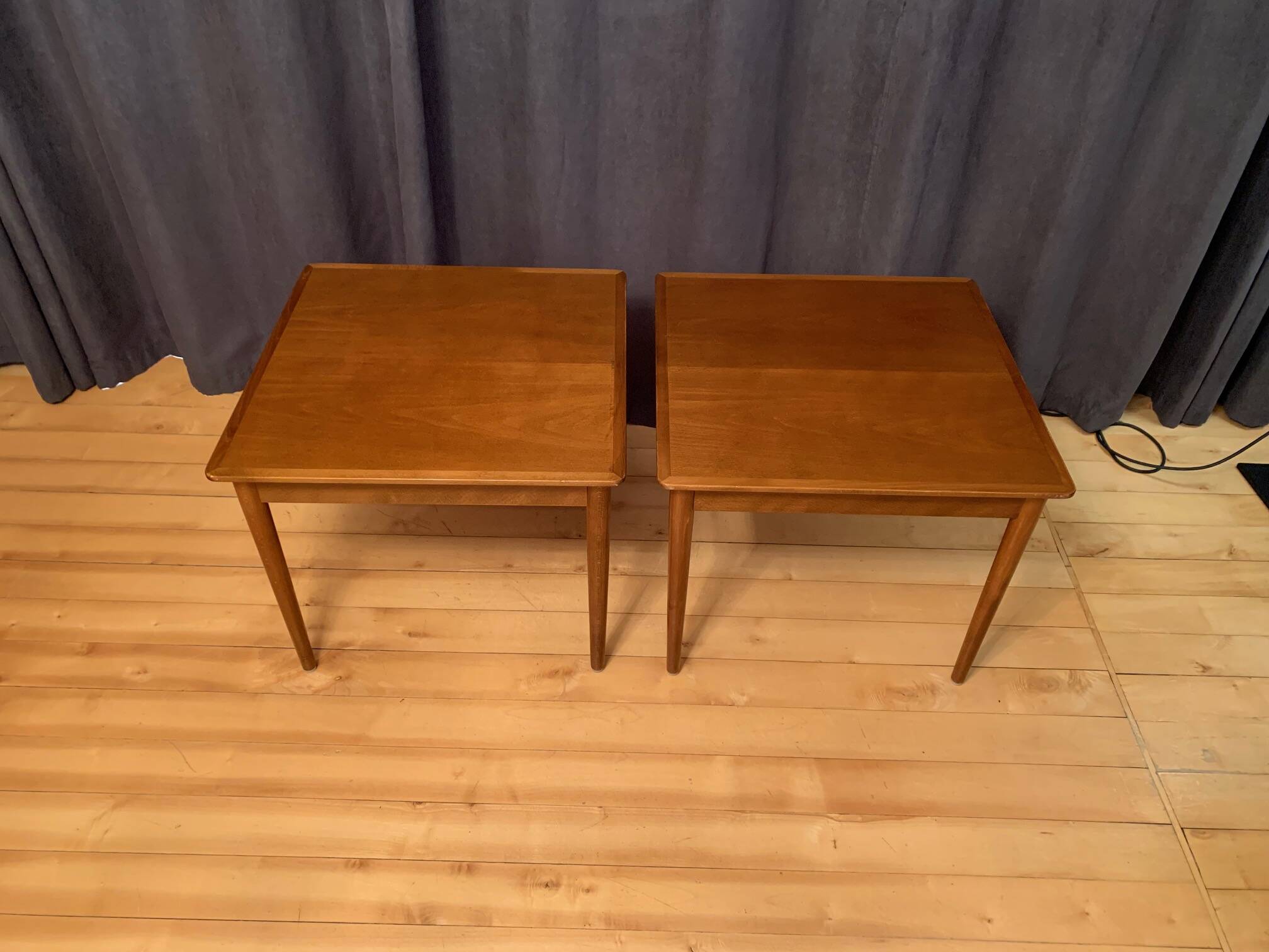 Pair of mahogany side tables, Denmark, 1950s.