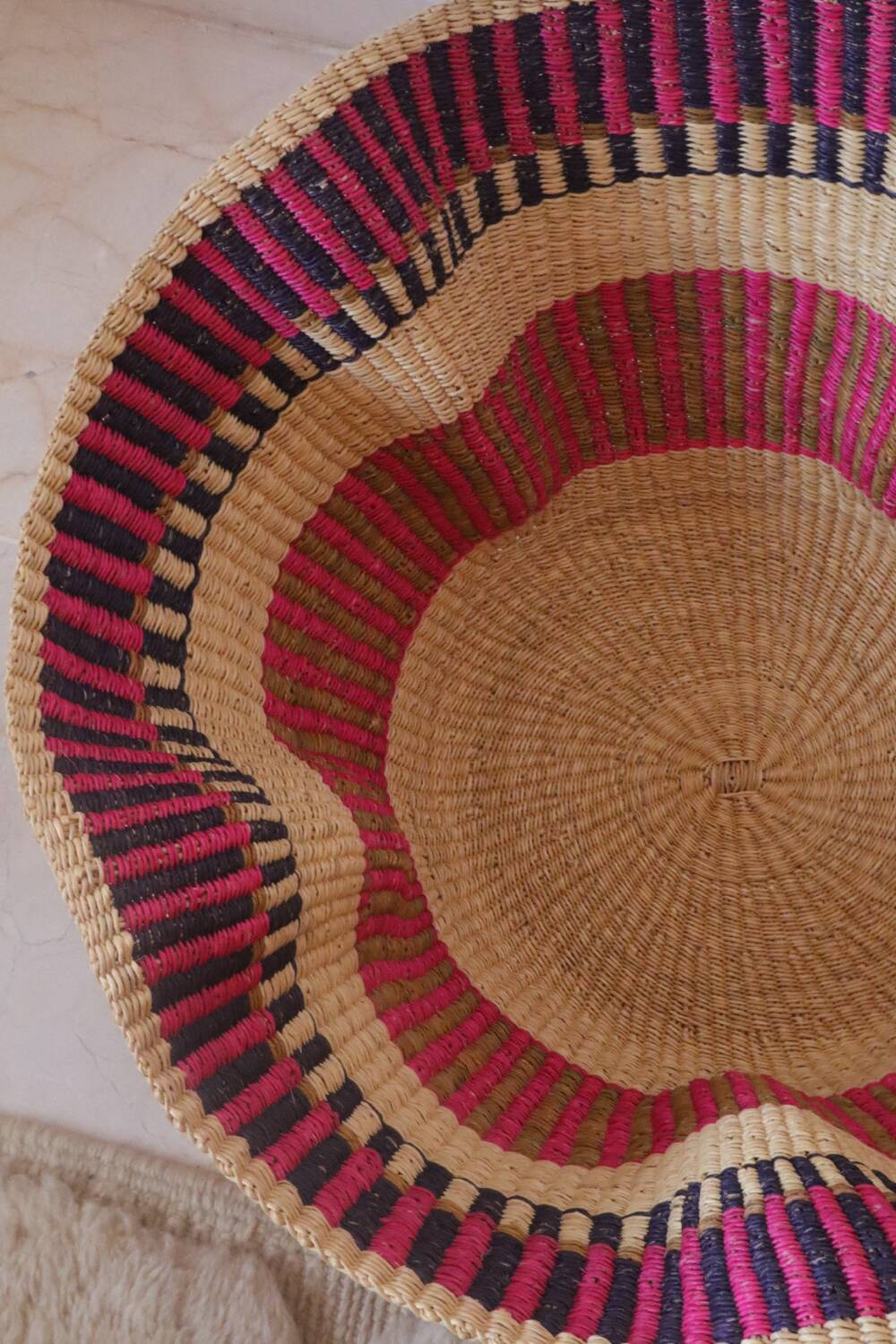 African Bolga Basket Hanging Basket Handmade Colorful Bohemian