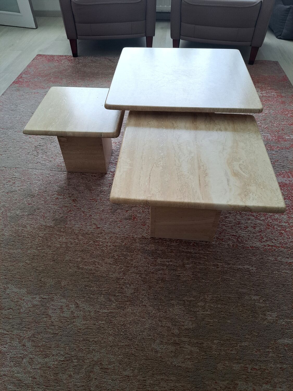 Travertine nesting tables