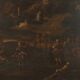 Old painting of a preaching scene, oil on canvas, 18th century.