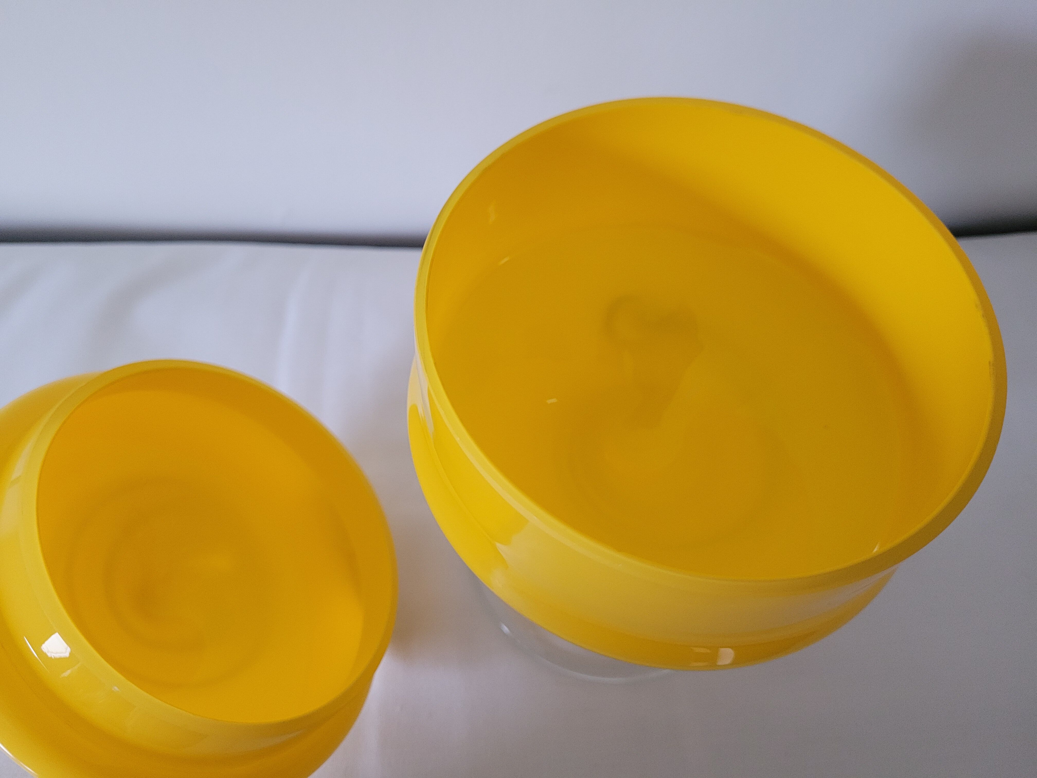Yellow glass candy pot