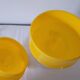 Yellow glass candy pot