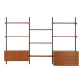 Modular shelving Kai Kristiansen, teak veneer, Danish design 1960s
