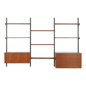 Étagères modulaires Kai Kristiansen, placage de teck, design danois des années 1960.