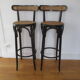 2 tabourets de bar cannée cannage bois courbé