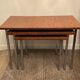 Series of 3 nesting tables from the 70s in wood and chromed metal