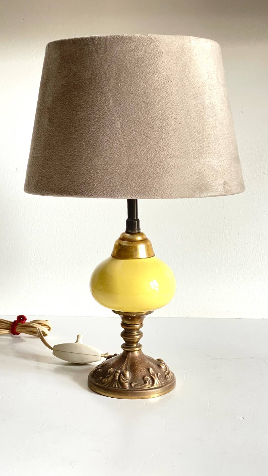 Old ceramic and bronze lamp