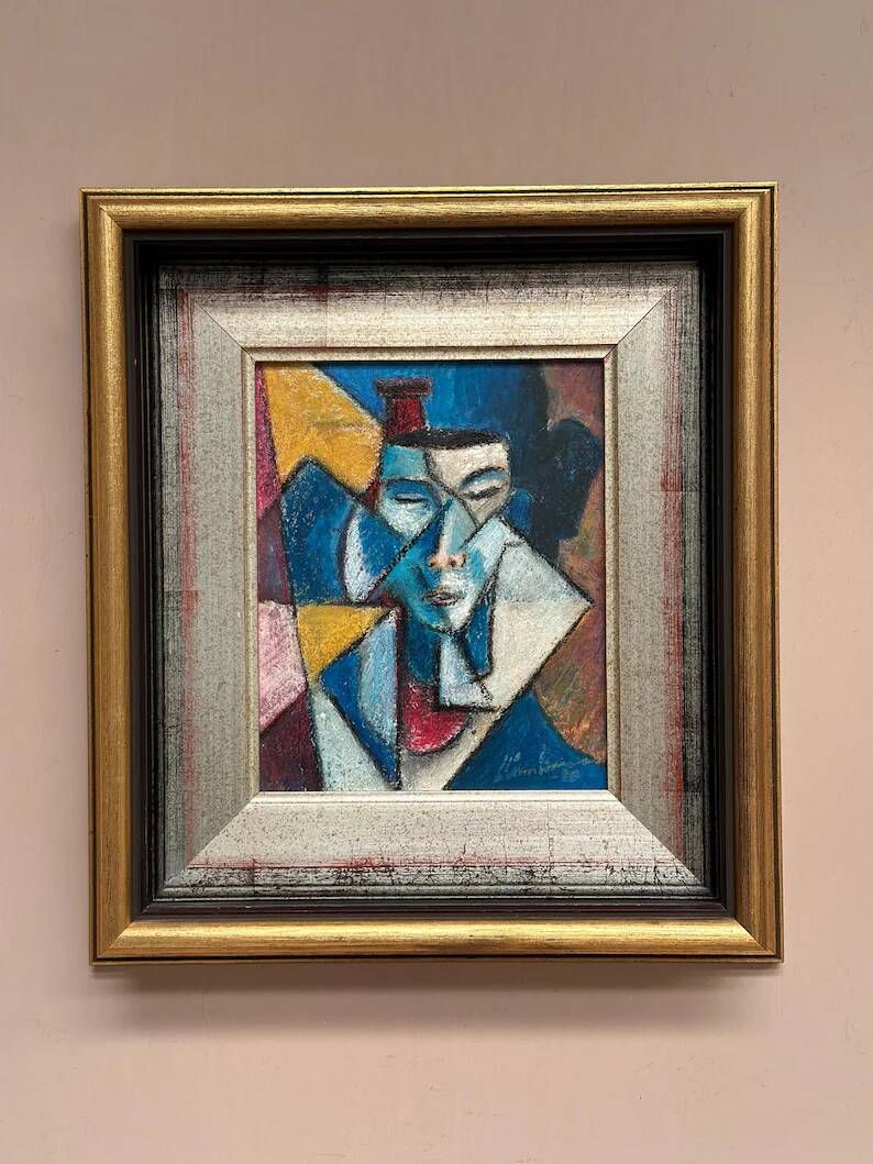 Original Finnish Oil on Panel – “Face” by Christian Immonen – Signed – Dated 1990 – Vintage & Framed