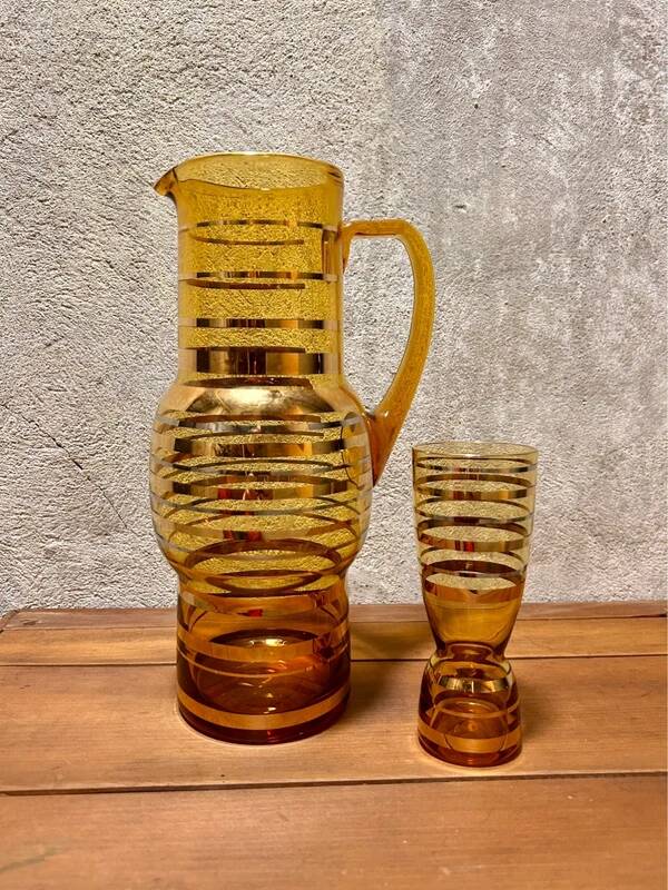 Carafe and its glass in Bohemian crystal