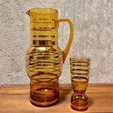 Carafe and its glass in Bohemian crystal