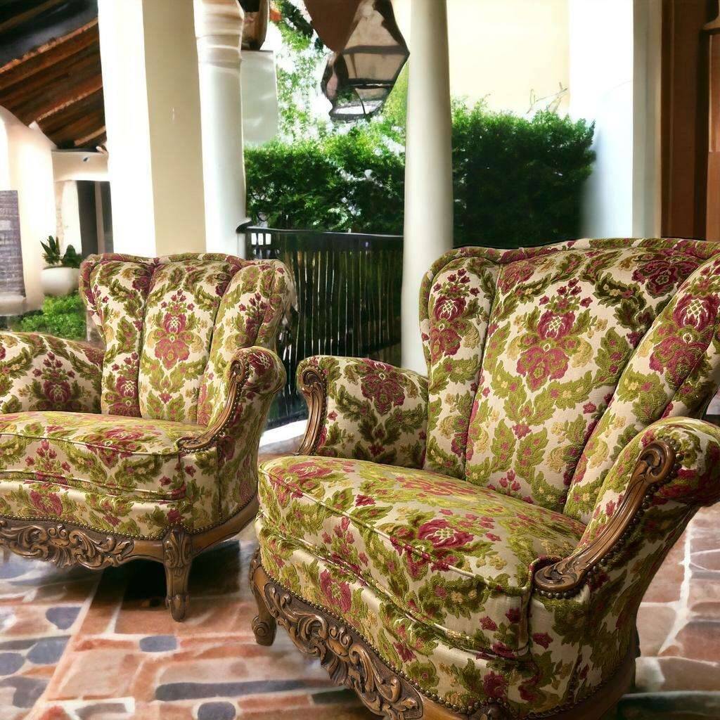 Set of 2 old 'baroque' club seats / armchairs / seats