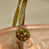 Art Deco glass and bronze pendant light/basin signed Degué