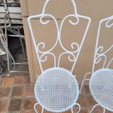 Paire de chaises de jardin ancienne en fer forgé