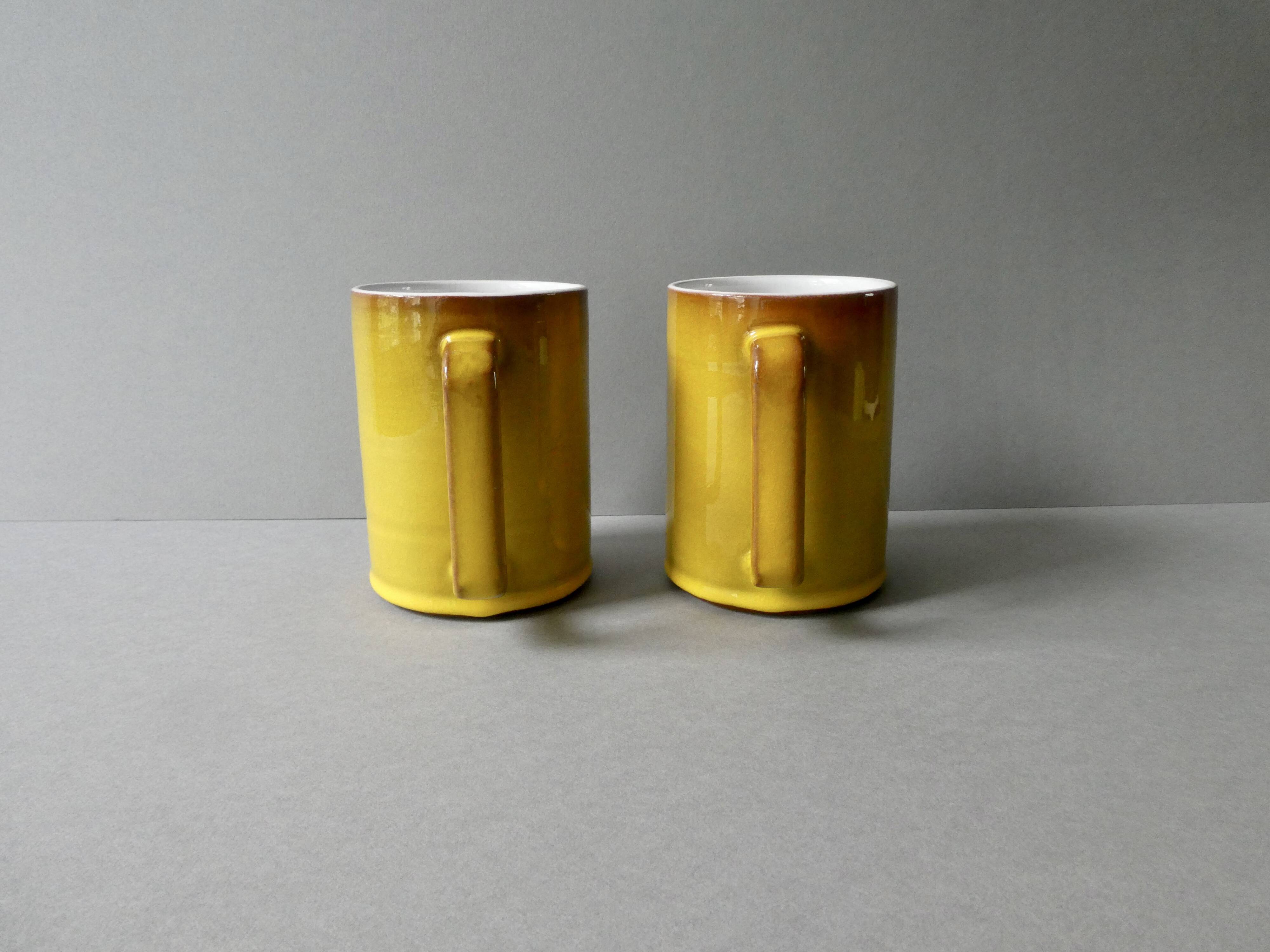 2 mugs en céramique de Paul Badié poterie de la Brague années 70