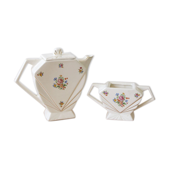 White porcelain teapot and gold led