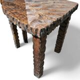 Brutalist primitive hall chair / hand-carved from solid wood and detailed with beautiful gouge woodwork