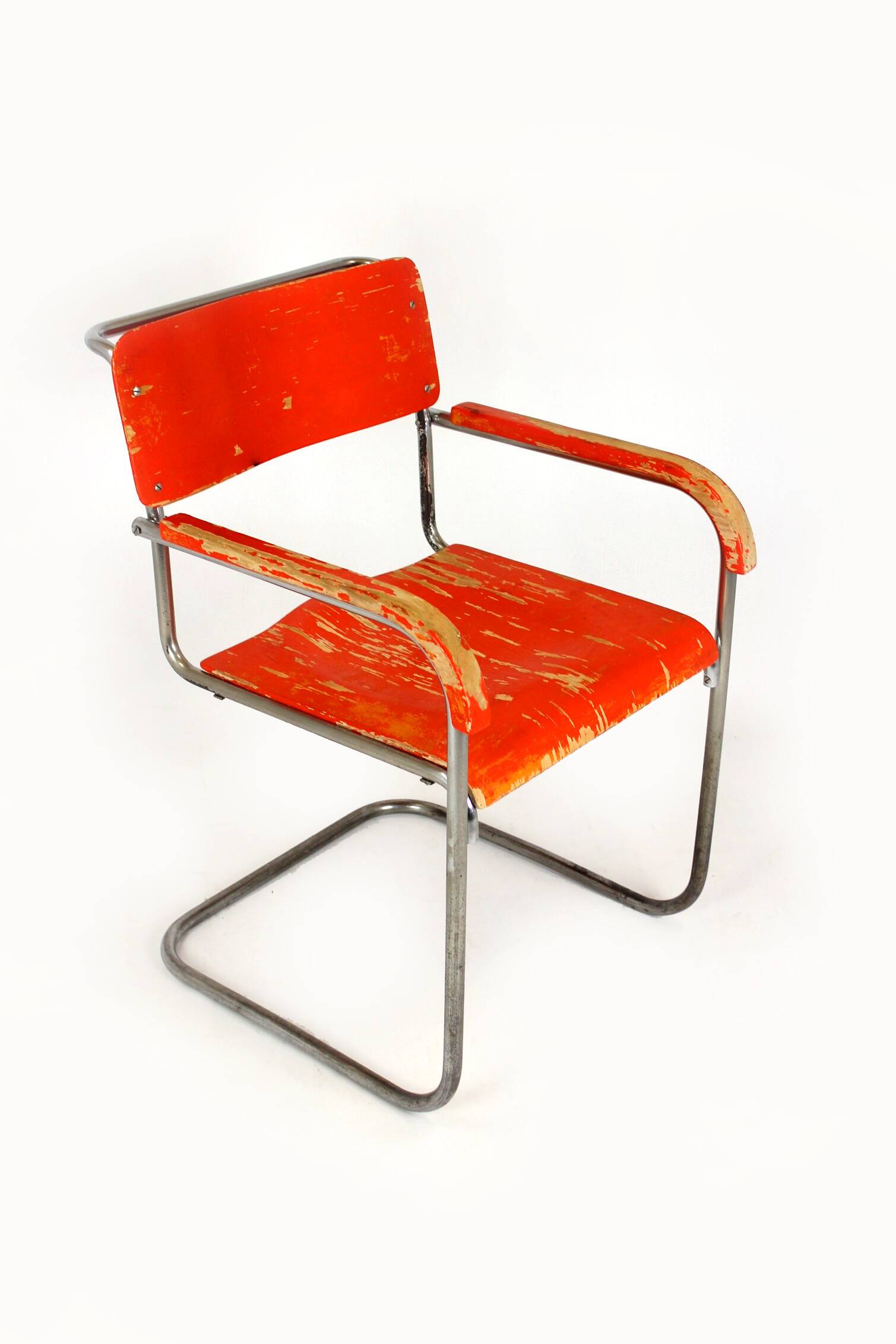 Bauhaus FN 74 Cantilever Chair in Plywood and Chrome by H.J. Hagemann, 1930s