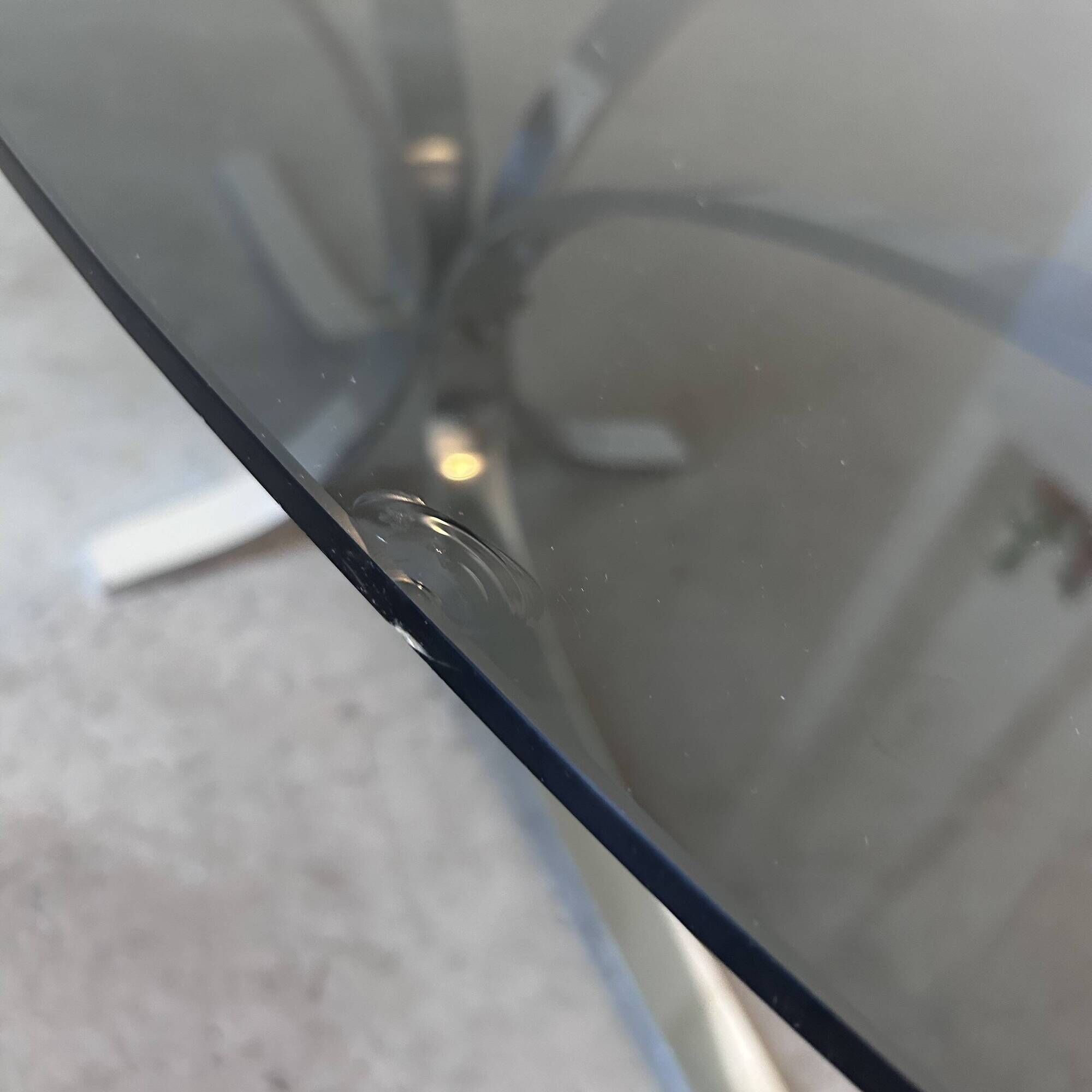 seventies coffee table with chrome and smoked glass