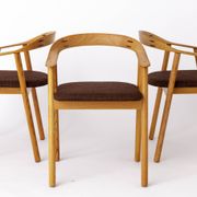Lot de 6 chaises de salle à manger vintage en chêne – Probablement danoises, années 1970 – Rénovées