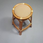 3 x tabourets en bambou avec lacets en cuir / années 70