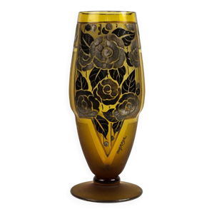 Vase Art Déco en verre - floral