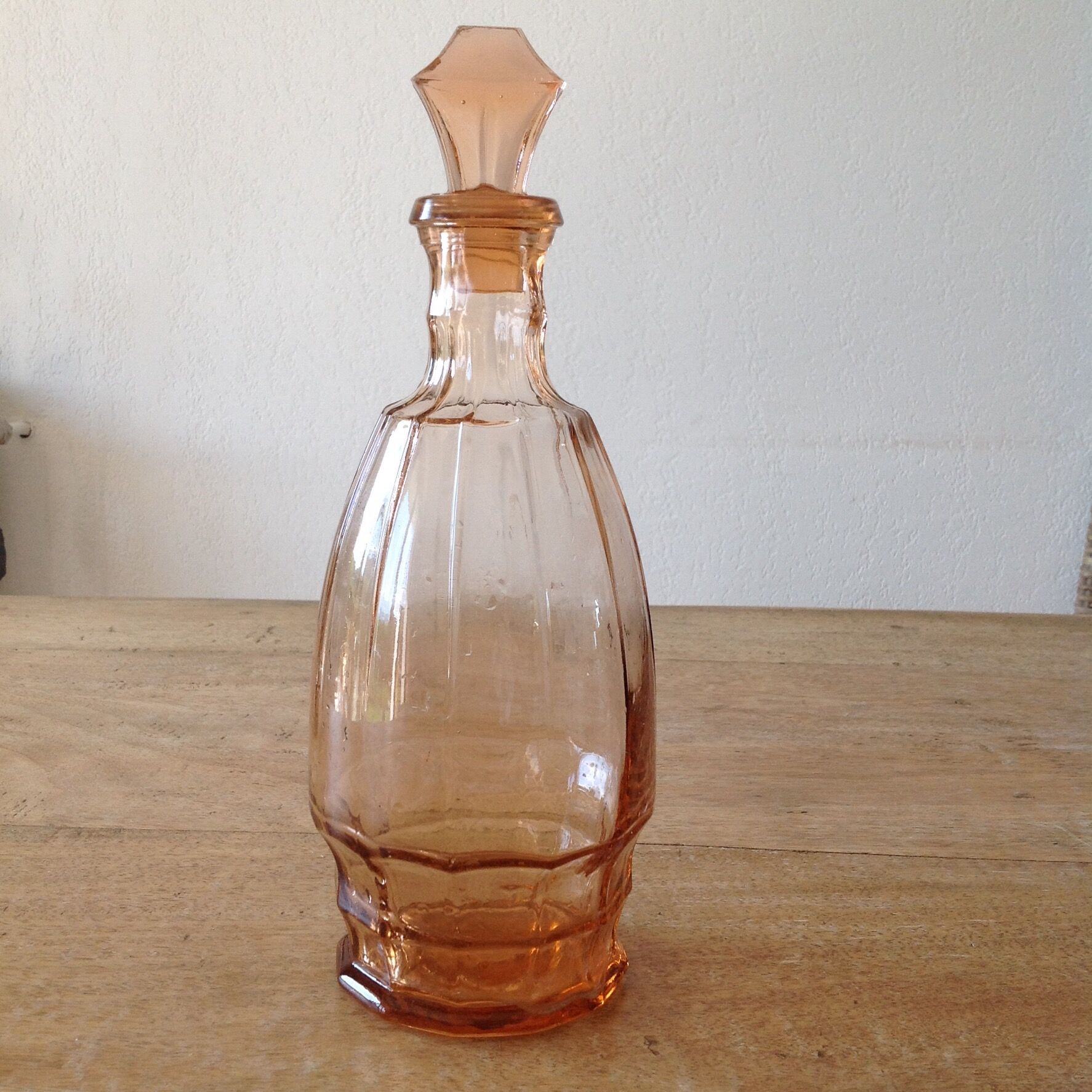Pink old glass carafe