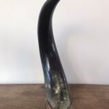 Polished beef horn on brass base