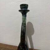 Bougeoir émaillé bleu et vert fait main Maroc