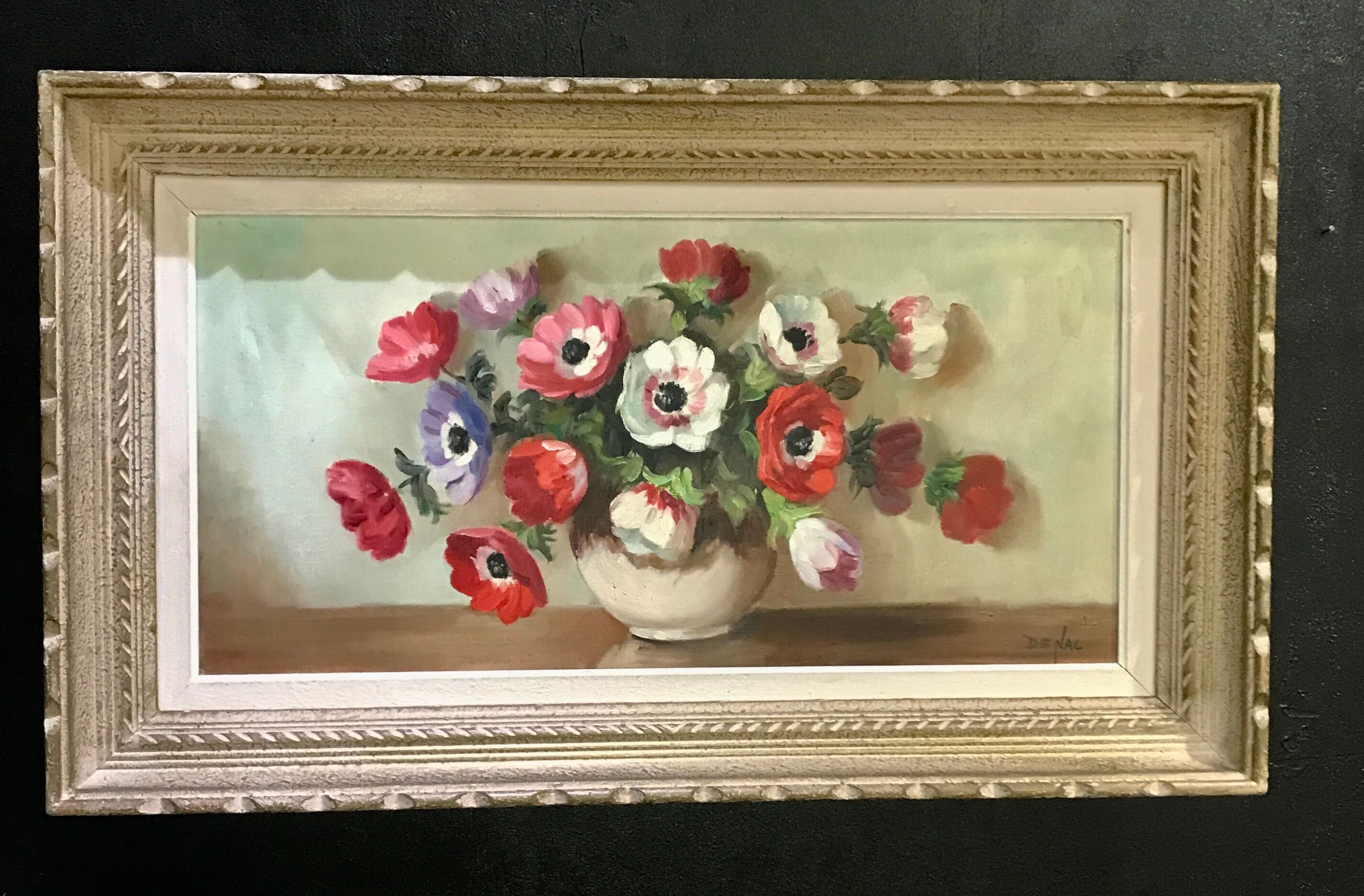 Painting on canvas bouquet of anemones