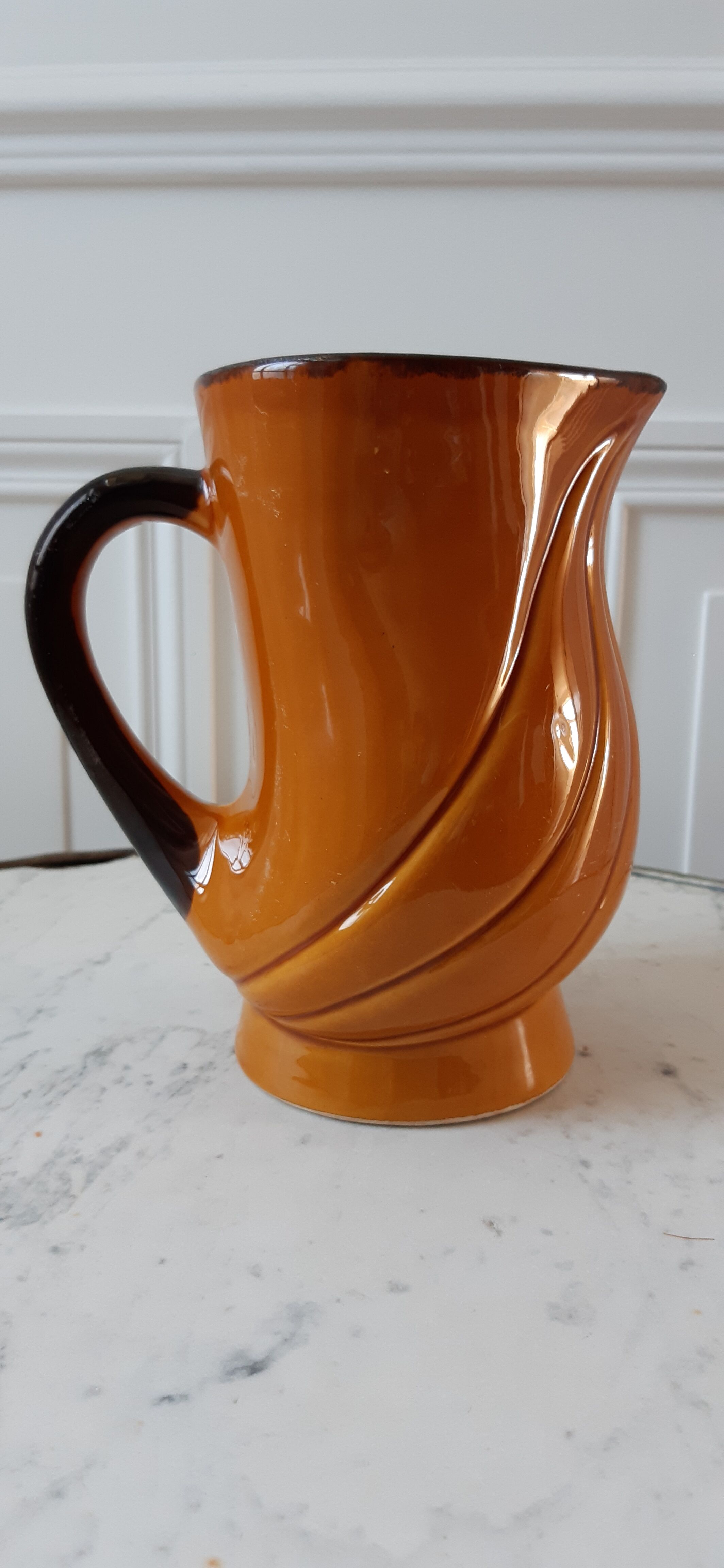 Ceramic pitcher signed Poët Laval Turban 70s