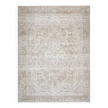 1970s Vintage Persian Handmade Wool Cotton Brown Area Rug 281x370