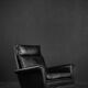 Mid-century Danish black leather swivel chair by Georg Thams, 1960s.