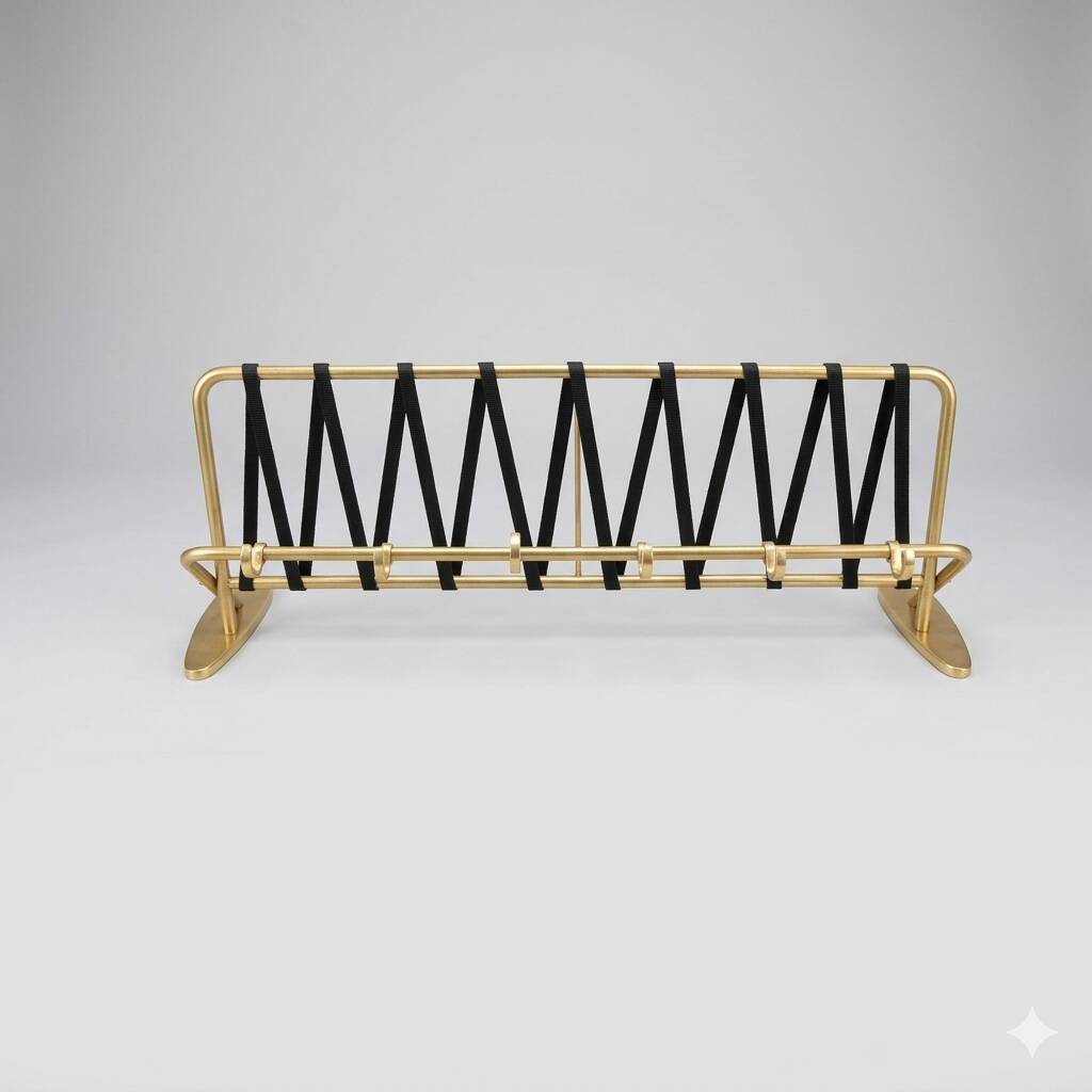 Coat rack, vintage 1950s-60s golden aluminium hats.