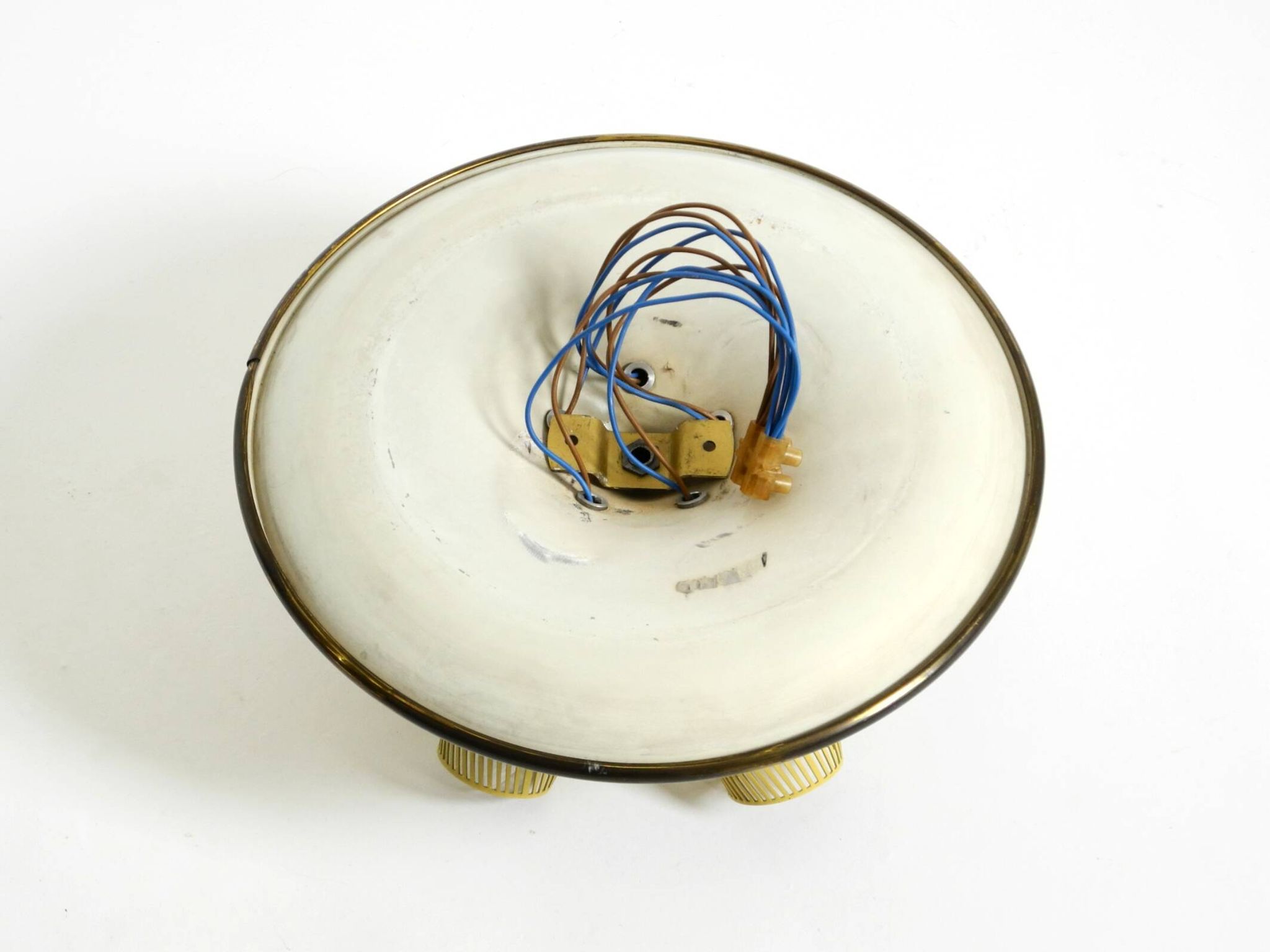 Very rare 5-arm mid-century modern metal bag ceiling lamp with round white